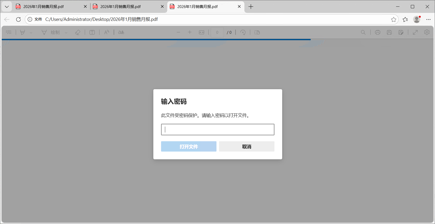 PDF文件被加密,打开文件时需要输入密码